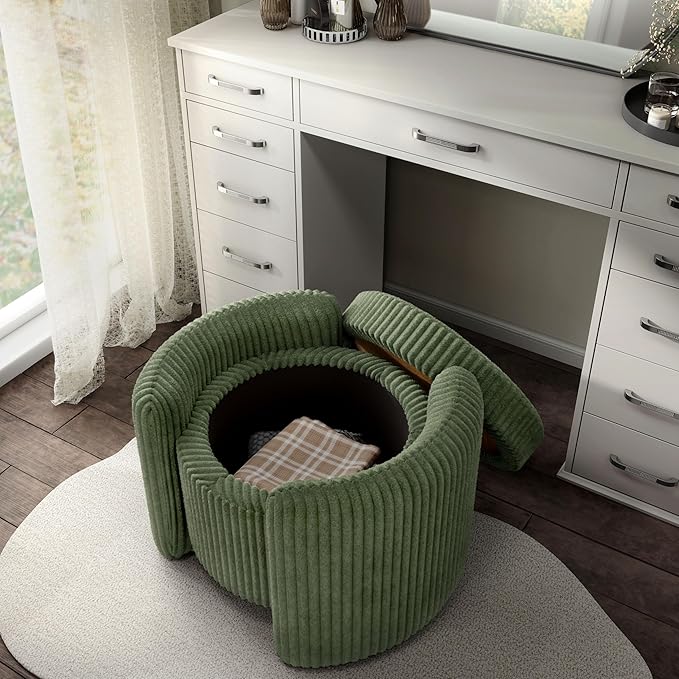 Furniture of America Lennox Modern Chenille 25-inch Round Storage Ottoman - Image 11