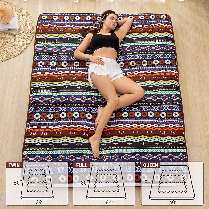 Dr.Futon Japanese Floor Futon Mattress Extra Thick Folding Roll Up Bed Topper - Image 2