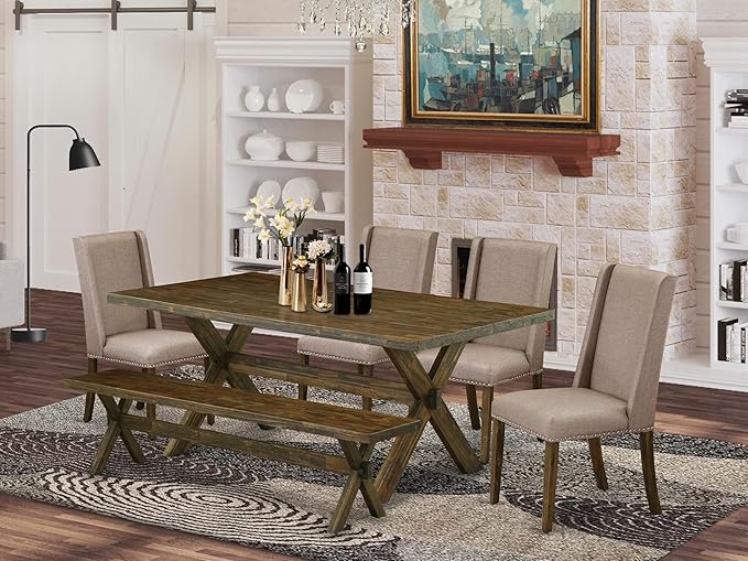 East West Furniture X777FL716-6 6 Piece Dining Table Set Contains a Rectangle - Image 2