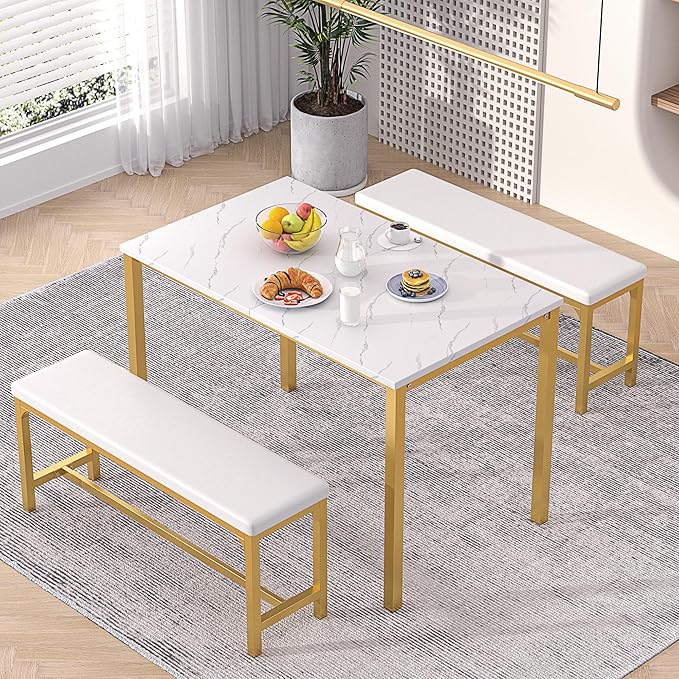 VECELO 3-Piece 63" Extendable Kitchen Table - Image 7