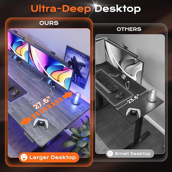Huuger 63 x 28 Large Electric Standing Desk, Height Adjustable Computer Desk - Image 4