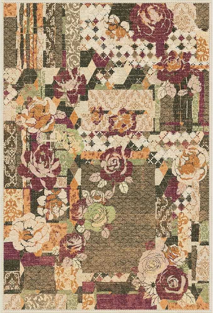 GENIMO Area Rug 2x3 Doormat, Machine Washable Low Pile Rugs, Small Floral - Image 9