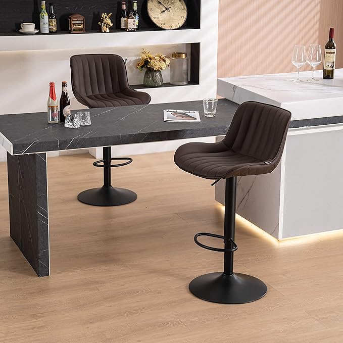 YOUNUOKE Counter Height Bar Stools Set of 2, Adjustable Swivel Stool Chairs - Image 9