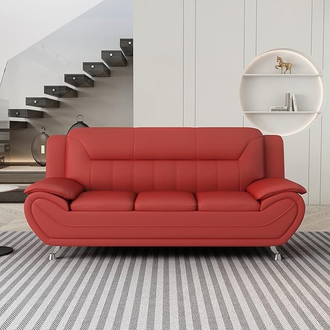 Container Furniture Direct Michael Modern Faux Leather Upholstered Stainless - Image 8