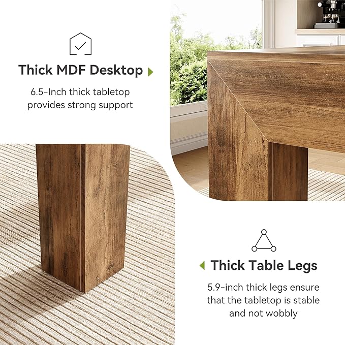 LITTLE TREE Modern Dining Table, Rectangle Heavy Duty Kitchen Table - Image 7