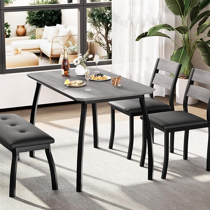 Dining Table Set for 4, Wooden Kitchen Table - Image 7