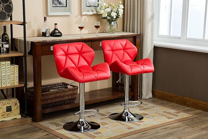 Roundhill Furniture Glasgow Contemporary Tufted Adjustable Height Hydraulic Red - Image 5