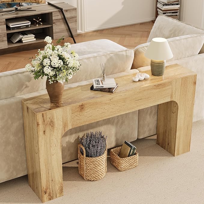 63 Inch Farmhouse Long Console Table, Wooden Sofa Table - Image 5