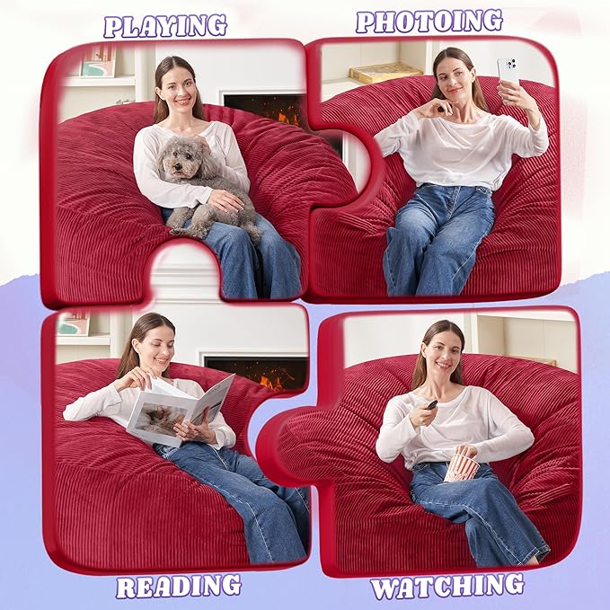 HABUTWAY 5FT Bean Bag Chair, Giant Bean Bag Chairs - Image 4