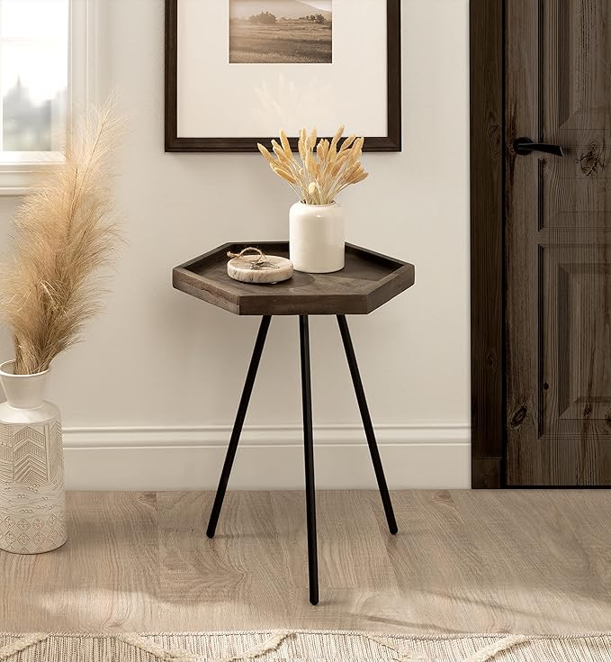 Kate and Laurel Kashvi Modern Side Table 17 x 15 x 20; Graywash; Decorative - Image 2