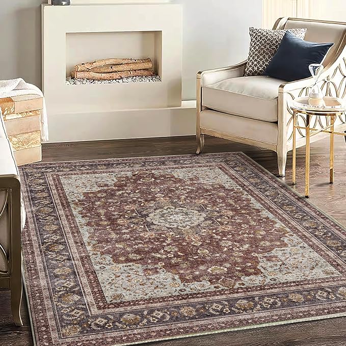 Area Rug 5'x7' Washable Rug Traditional Floor Cover Thin Retro Kitchen Indoor by CHAMPLANT