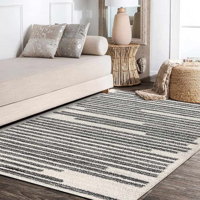 JONATHAN Y Khalil Modern Berber Stripe Cream/Black Indoor Area Rug, Contemporary - Image 3