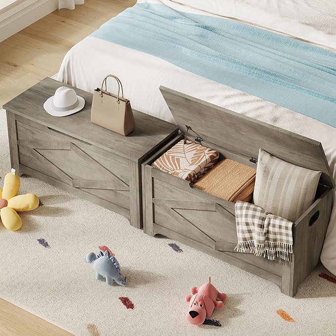 GarveeHome 39.4" Storage Chest, Wooden Storage Bench - Image 5