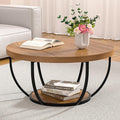 Round Coffee Table, 2-Tier Storage by Unknown