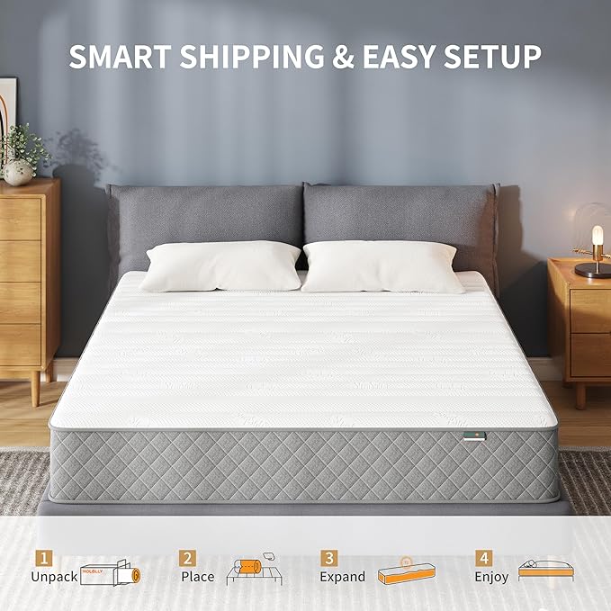 Mattress Double Mattress, 10 Inch Hybrid Memory Foam Firm Full Size Mattres - Image 6
