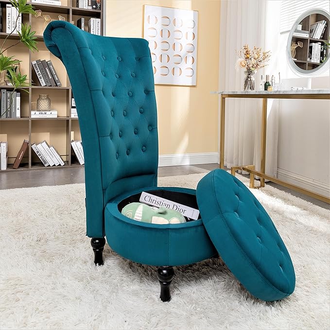 Container Furniture Royal High-Back Velvet Accent Chair - Image 14