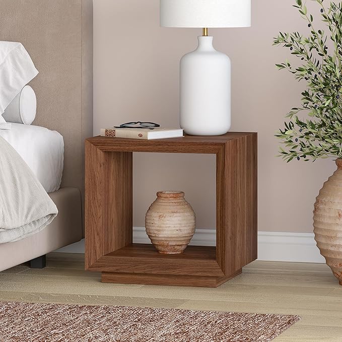 Henn&Hart 22" Wide Rectangular Side Table in Satin Walnut, - Image 6