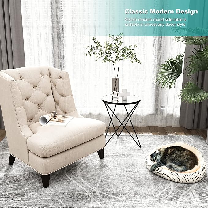 HLR Modern Round Side Table Set of 2, End Table - Image 7
