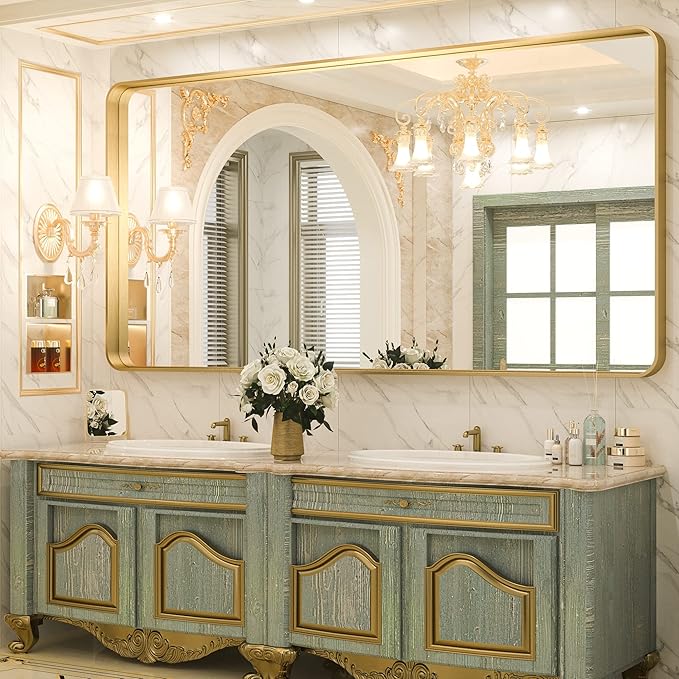 TokeShimi 72x36 Inch Gold Bathroom Vanity Mirror by RefinedBathroomAccessories
