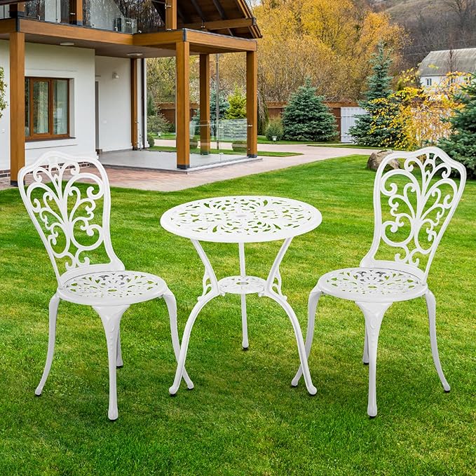 Bistro Set 3 Piece Outdoor Cast Aluminum Patio Bistro Set - Image 7