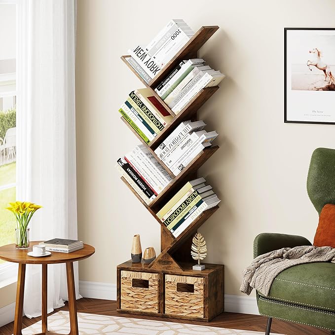 Vagusicc 6 Tier Tree Bookshelf, Small Bookcase - Image 4