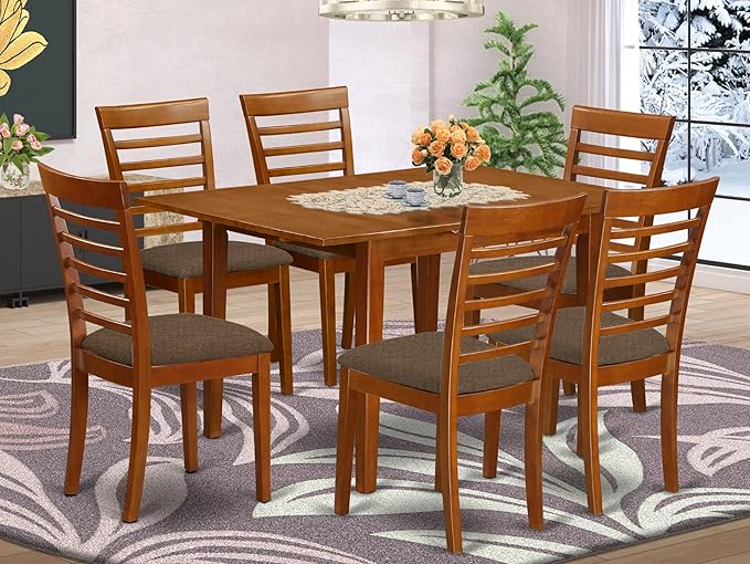 East West Furniture Milan 7 Piece Kitchen Set Consist of a Rectangle Table - Image 2