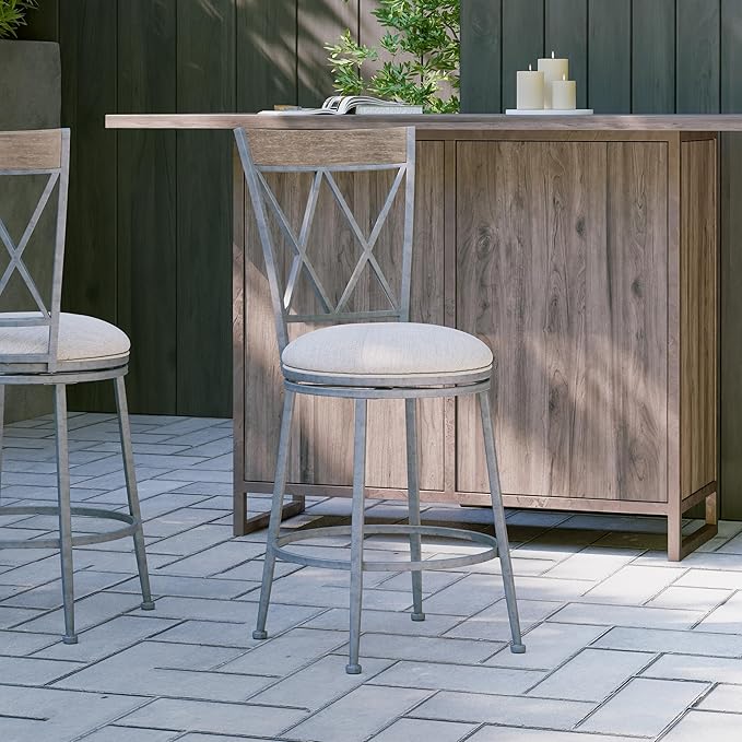 Hillsdale Stewart Indoor/Outdoor Swivel Counter Height Stool, Aged Pewter - Image 17