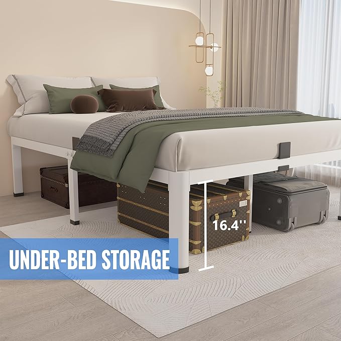 MAF 18 Inch Queen Size Bed Frame White - Image 5