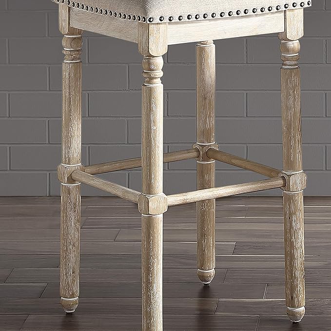 Roundhill Furniture Arnhem Wood Upholstered Swivel Bar Stools - Image 5