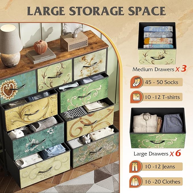 WLIVE 9-Drawer Dresser, Fabric Storage Tower - Image 4