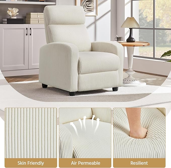 Yaheetech Corduroy Recliner Chair Single Sofa Home Theater Seating Adjustable - Image 6