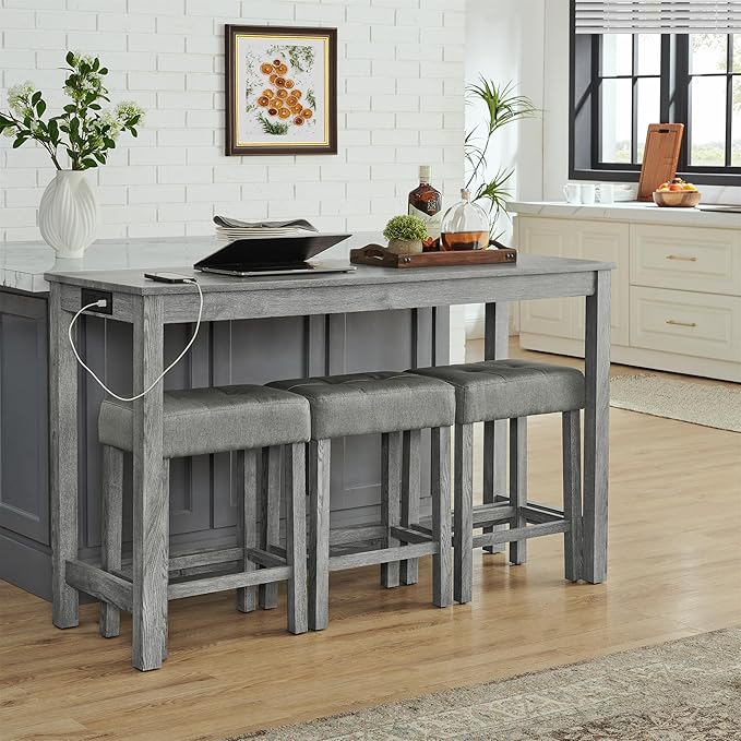 Ball & Cast 4 Piece Kitchen Dining Room Table and Chairs Set, Farmhouse Wooden - Image 2