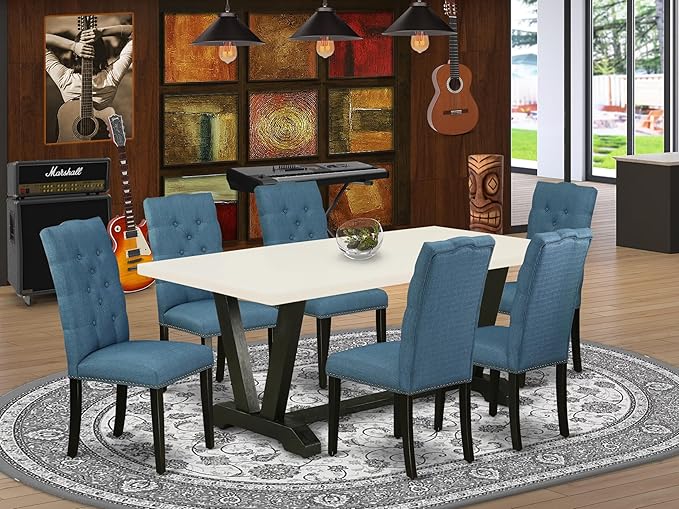 East West Furniture V627EL121-7 7 Piece Modern Dining Table Set Consist of a - Image 2