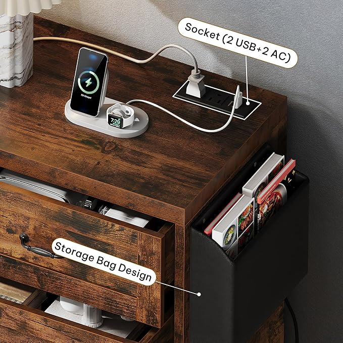 YITAHOME Rustic Brown Drawers TV Stand - Image 7