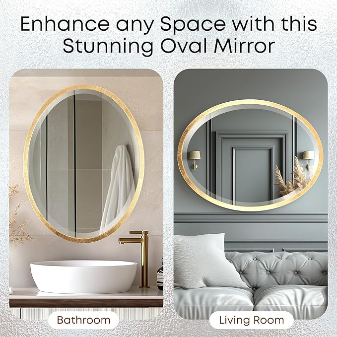OVALCREST - Oval Wooden Beveled Wall Mirror - Image 7