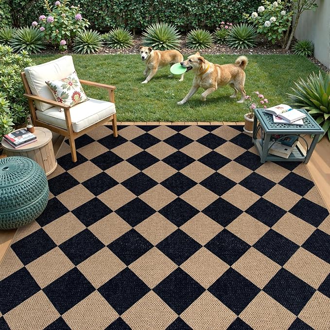 Lahome Checkered Easy Jute Outdoor Rug, 5x7 Area Rugs - Image 2