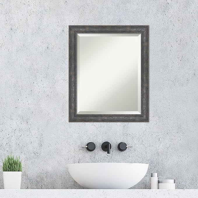 Amanti Art Grey Wall Mirror 23x19 Angled Metallic Rainbow Rectangle Bathroom - Image 6