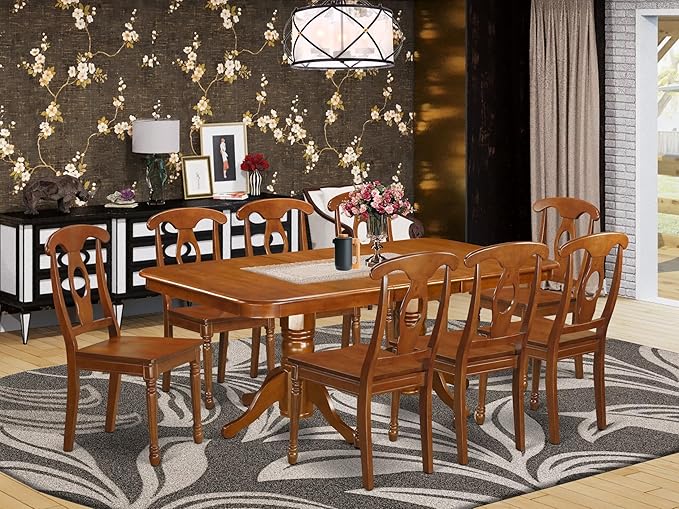 East West Furniture NANA9-SBR-W 9 Piece Kitchen Table & Chairs Set Includes a - Image 2