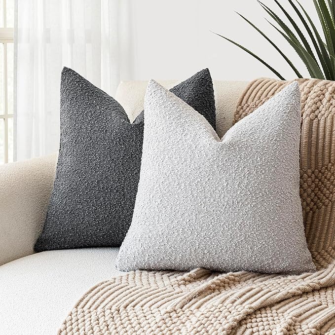 Foindtower Pack of 2 Textured Boucle Throw Pillow Covers Accent Solid - Image 5