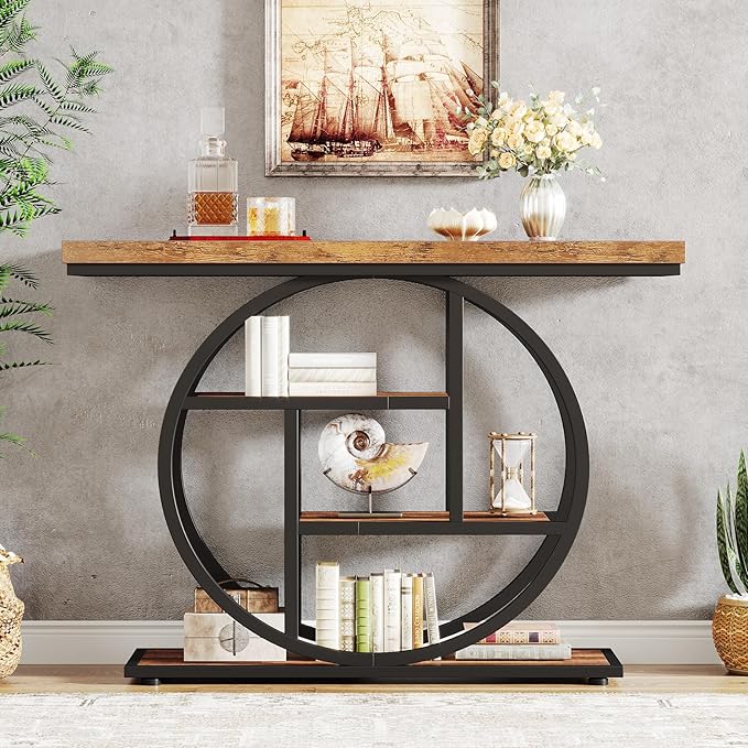 Tribesigns 41.3" Console Table, Industrial 4-Tier Sofa Table Entryway Table - Image 8