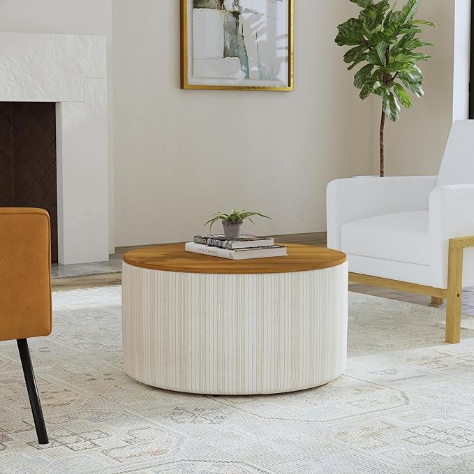 HomePop Modern Fabric Storage Ottoman - Image 2
