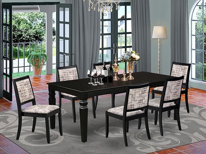 East West Furniture LGX27-BLK-30 -7 Piece Dining Set Includes a Rectangular - Image 2