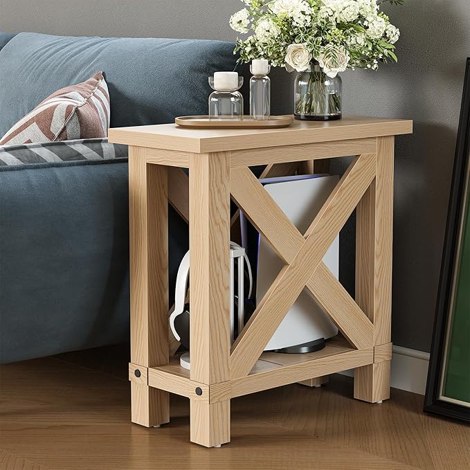 LITTLE TREE Farmhouse Side Table Set of 2, Narrow End Table - Image 5