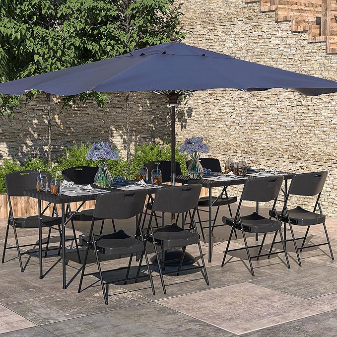 VECELO 4 Pack Folding Chairs, Indoor/Outdoor Use Plastic Seat - Image 4