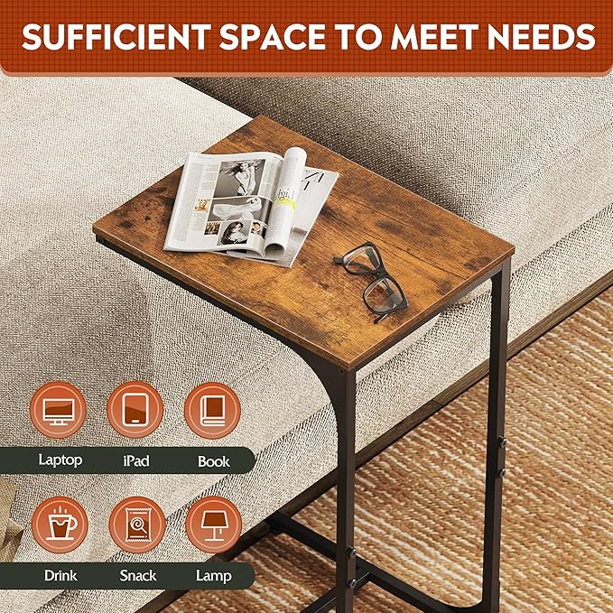WLIVE C Shaped End Table, Small Couch Side Tables - Image 4