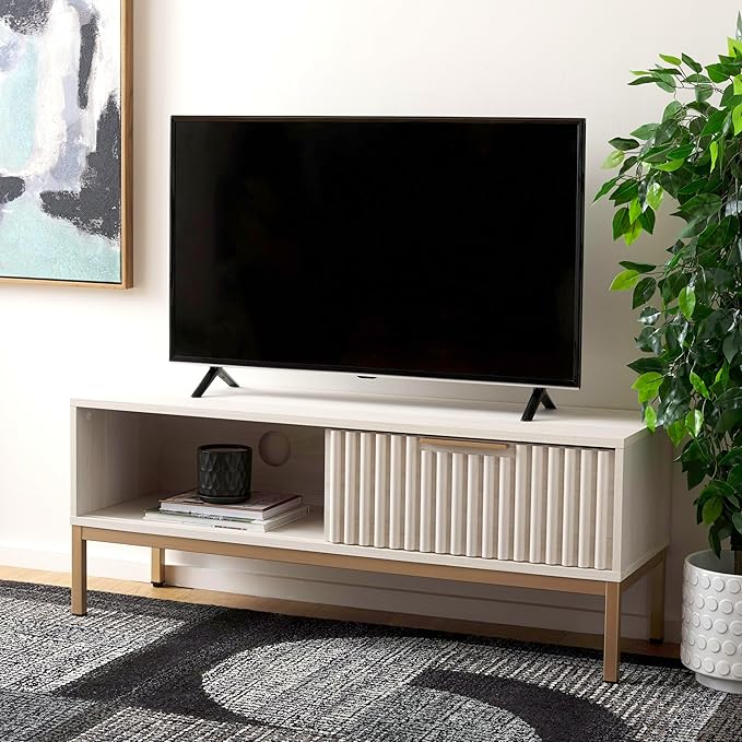 SAFAVIEH Lylia TV Stand for up to 55" Flatscreen – White by SAFAVIEH