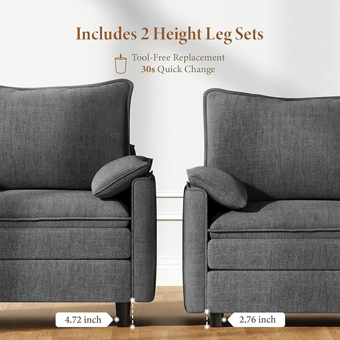 Vesgantti 74" Loveseat Sofa for Living Room, Comfy Cloud Couch Deep Seat - Image 3