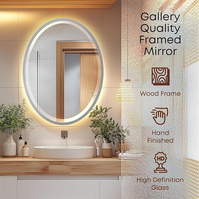 OVALCREST - Oval Wooden Beveled Wall Mirror - Image 2