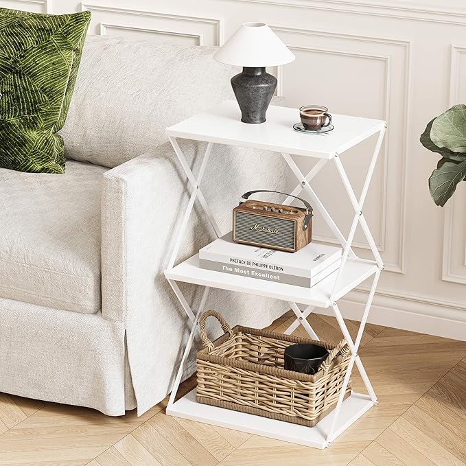 3-Tier End Table Small Side Table Tall Bedside Night Stand - Image 2