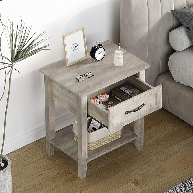 IDEALHOUSE Grey Nightstands Set of 2, End Table - Image 5